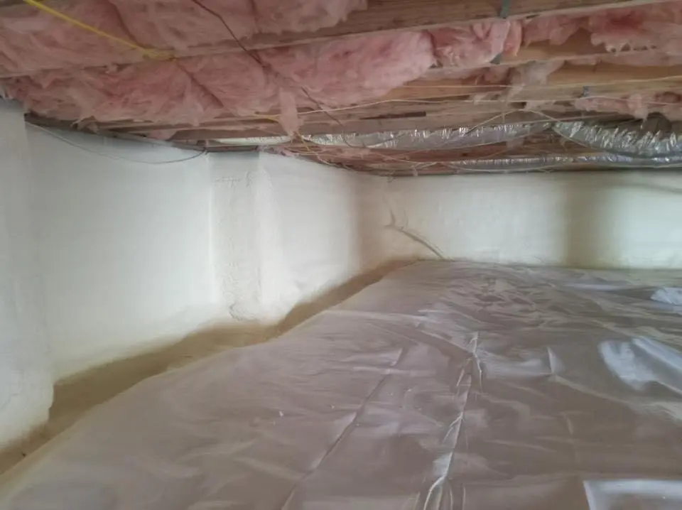Crawl space encapsulation with closed-cell spray foam for Attic Insulation in Brookhaven